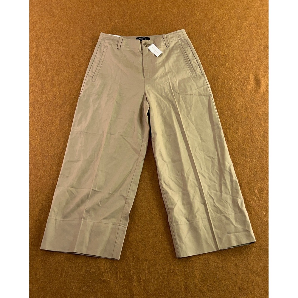 Banana Republic Womens 4 Petite Tan Wide-Leg High-Rise Cropped Pants NWT